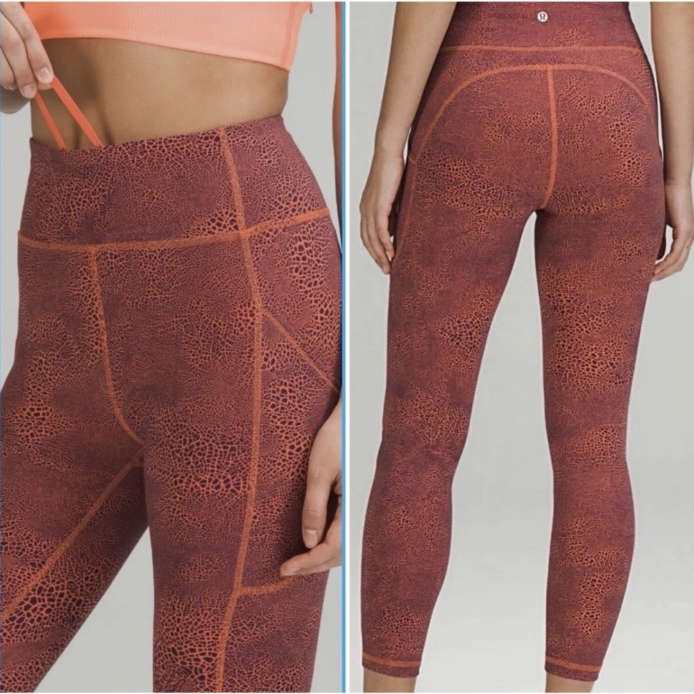 Lululemon Invigorate high-rise right 25” crackle orange leggings